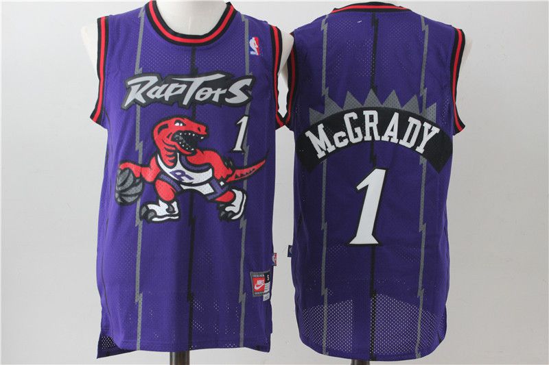 Men Toronto Raptors 1 Mccrady Purple Throwback NBA Jerseys